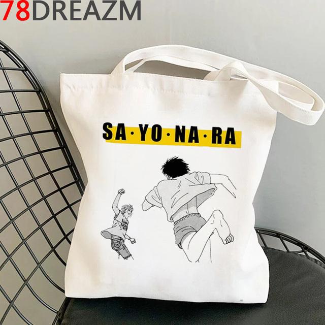 Iaidegou-4 Banana Fish boodschappentas eco bolso tote canvas boodschappentas katoenen bolsa compra string sac toile 24*26cm