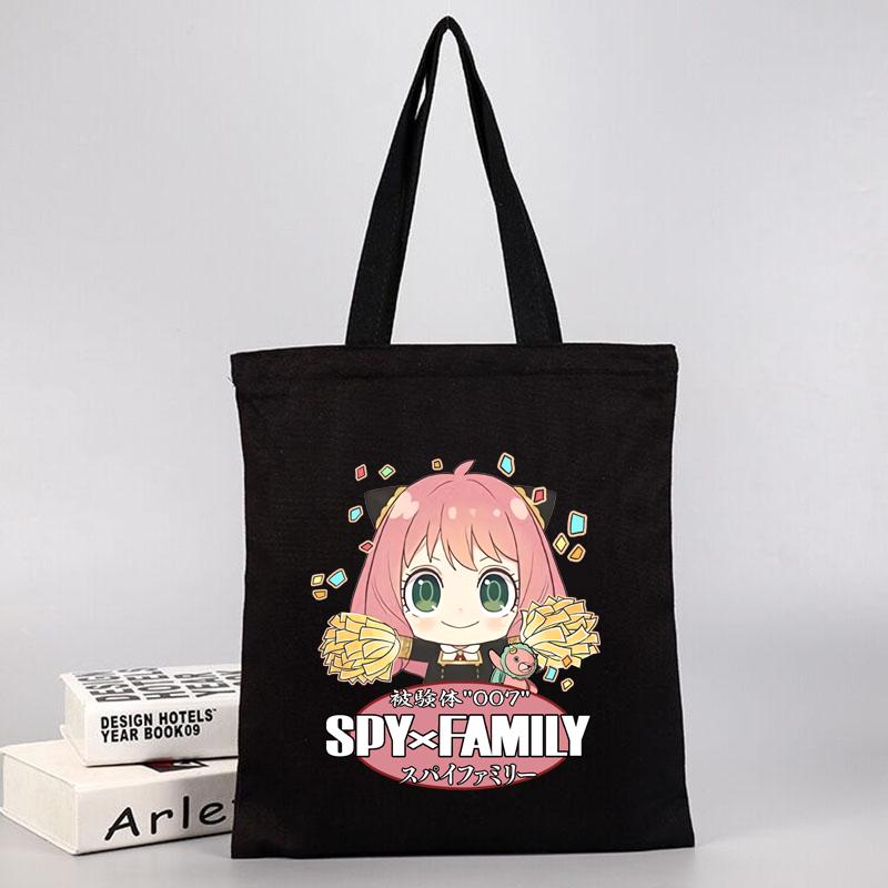 Aidegou16 Anime Spy X Family Girls Tote Bag Supermarkt Boodschappentas Herbruikbare Canvas Tote Bag Dames Tote Bag 24*26cm