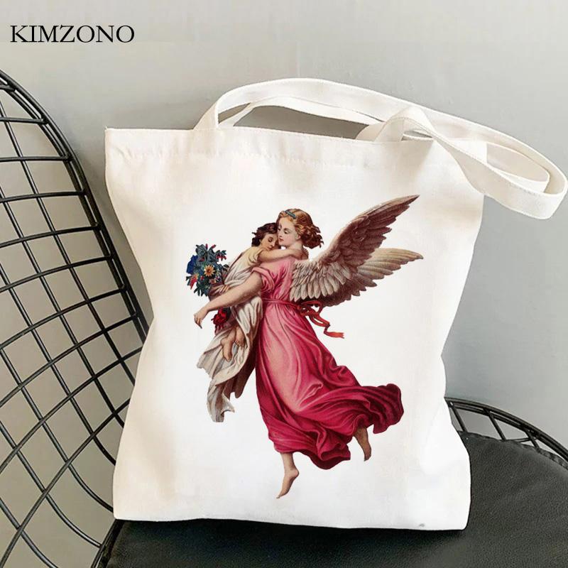 Aidegou17 Angel boodschappentas recycle tas tote bolso bolsa tas string bolsas ecologicas geweven sacola grab 24*26cm