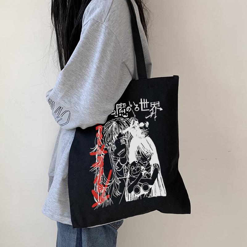 Aidegou17 Japanse anime vrouwen schoudertas Harajuku nieuwe punk canvas tas gothic casual dark grote capaciteit Vintage cartoon y2k shopper Bag 24*26cm