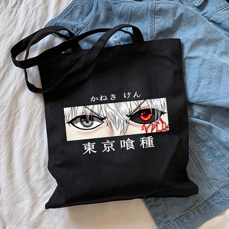 Aidegou17 Tokyo Ghoul canvas tas Japanse Anime vrouwen tas casual Harajuku gothic shopper tas Harajuku grote capaciteit hiphop schoudertassen 24*26cm