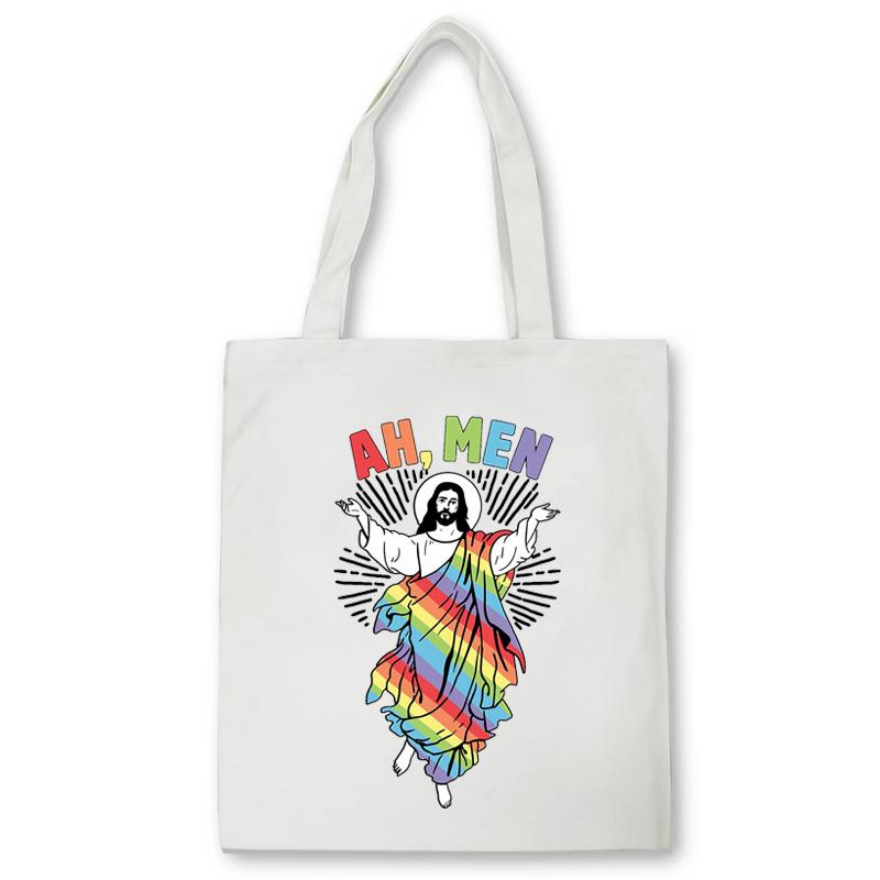 Aidegou17 Christelijk gebed Jezus canvas tas casual cartoon Brief nieuwe Eco Grote capaciteit damesschoudertas Ulzzang boodschappentassen 24*26cm