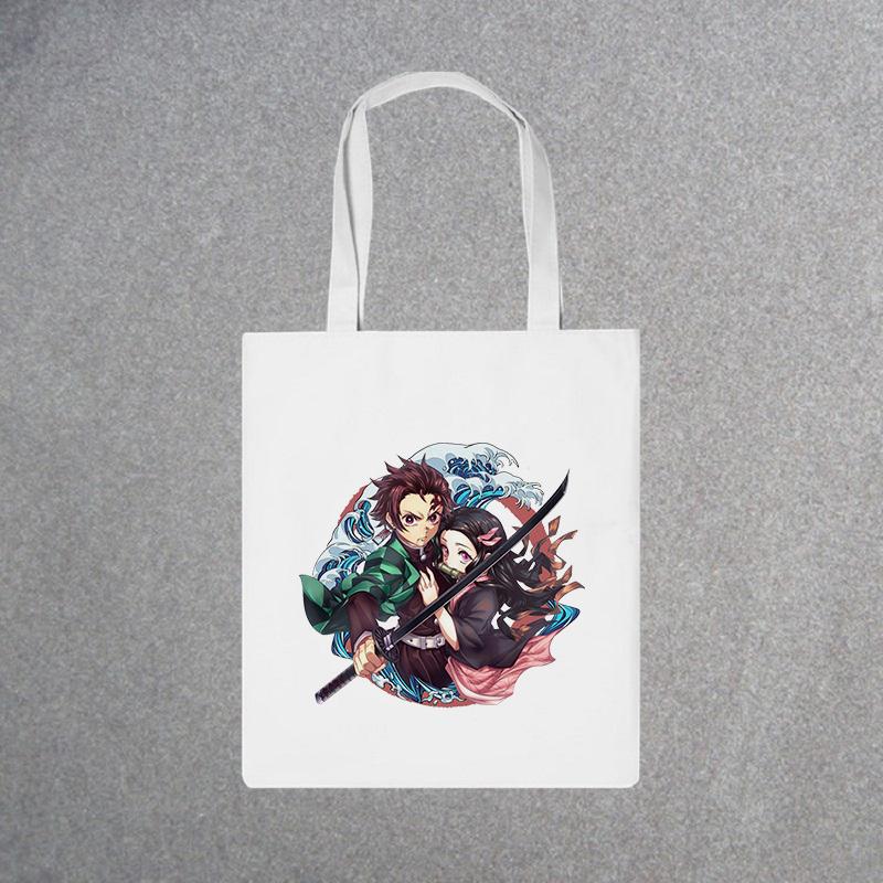 Aidegou19 Japanse Anime Demon Slayer Mode Canvas Tas Goth Harajuku Top Punk Grote Capaciteit Damestassen Vintage Handtas Schoudertas 24*26cm