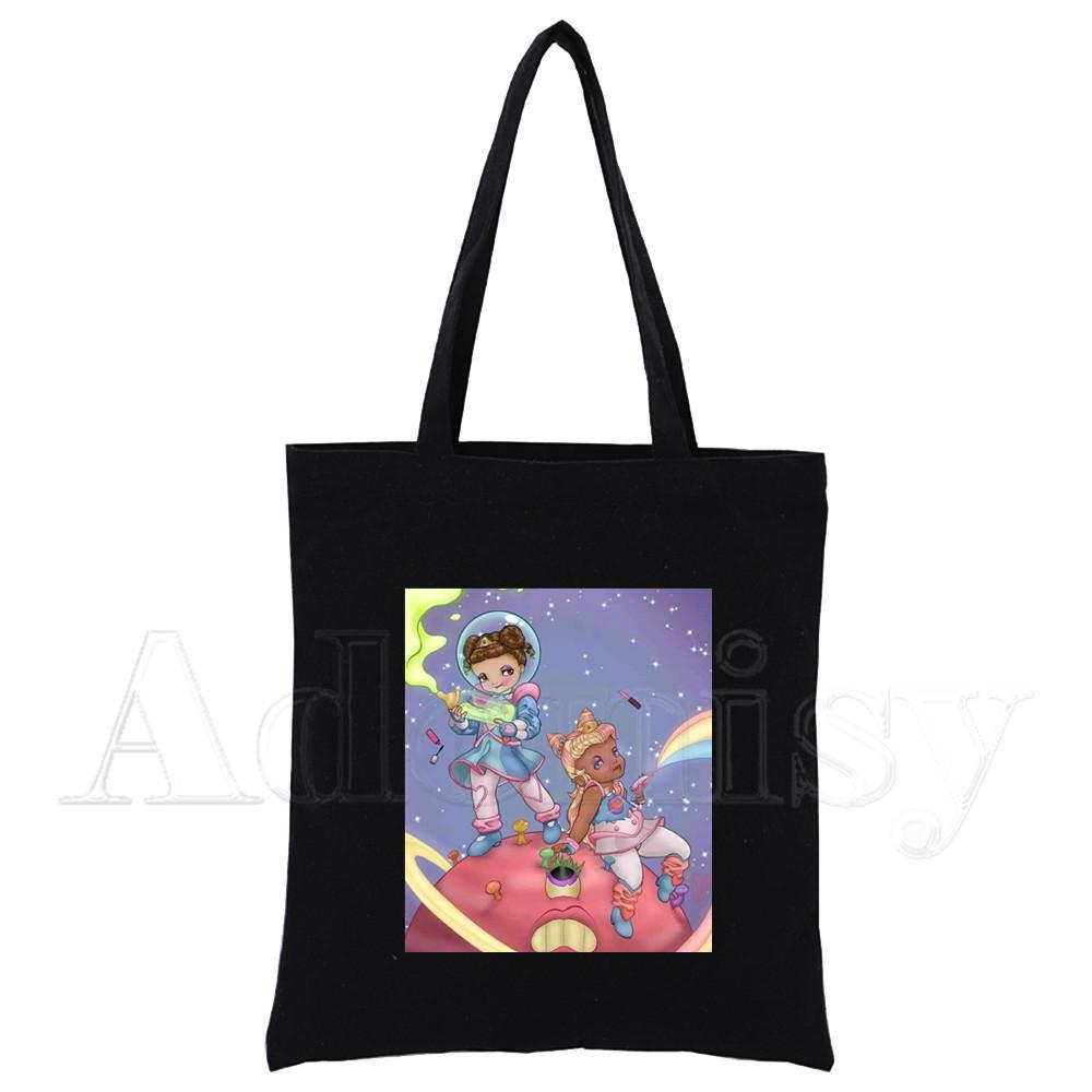 Aidegou18 Melanie Martinez Dames Handtassen Zwart Canvas Tote Boodschappentassen Herbruikbare Boodschappentas Eco Opvouwbaar 24*26cm