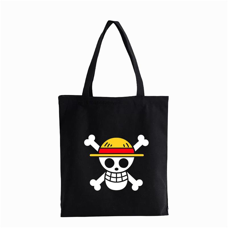 Aidegou20 One Piece boodschappentas anime Dames canvas tas herbruikbare shopper handtas tas geweven shoping schoudertas 24*26cm