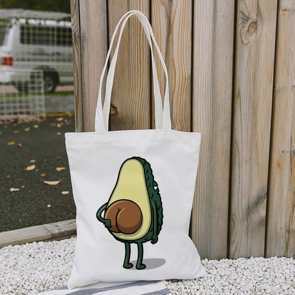 Aidegou20 Kawaii Canvas Tas Avocado Aardbei Aangepaste draagtas Eco-boodschappentas met logo aanpassen voor meisjes Dames Casual schoudertassen 24*26cm