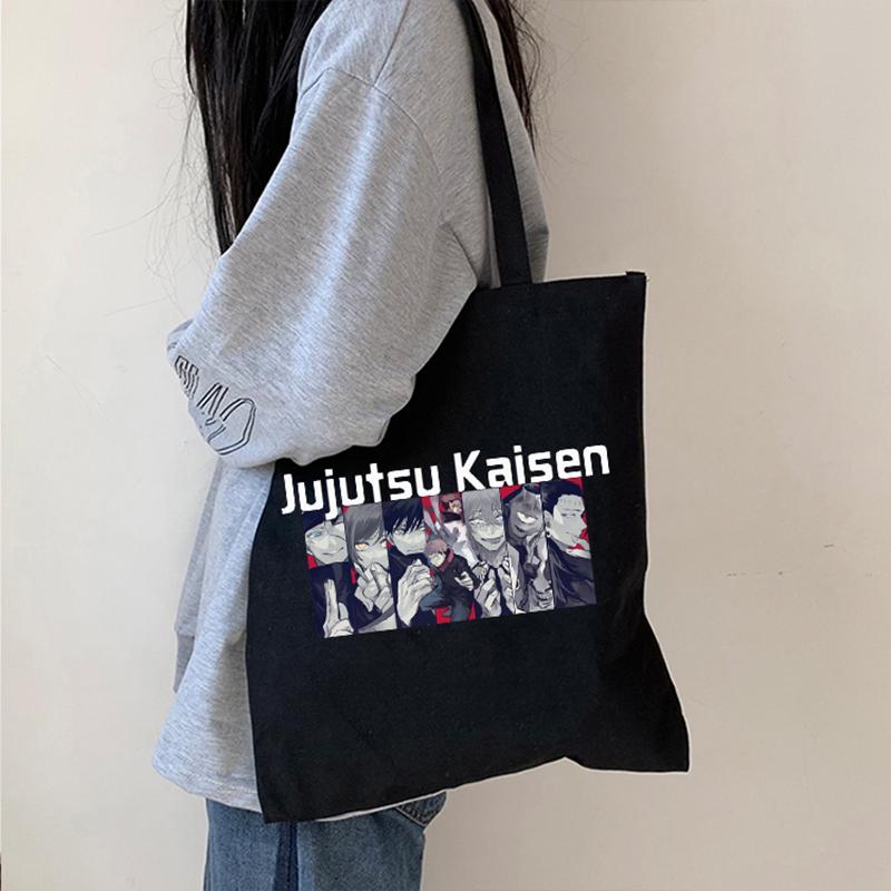 Aidegou20 Jujutsu Kaisen Cartoon Famale canvas Tassen Y2k grote capaciteit Vintage Shopper tas Japanse Anime Harajuku ins Vrouwen schoudertas 24*26cm