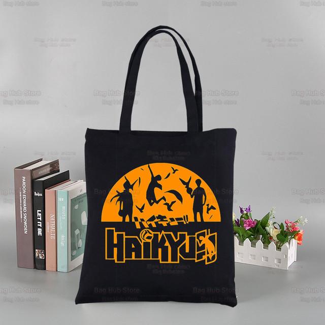 Aidegou20 Haikyuu Volleybal Anime Aangepaste draagtas Shoyo Kuroo Bokuto Oya Oya Oya Manga Winkelen Zwarte reistassen Eco Shopper Bag 24*26cm