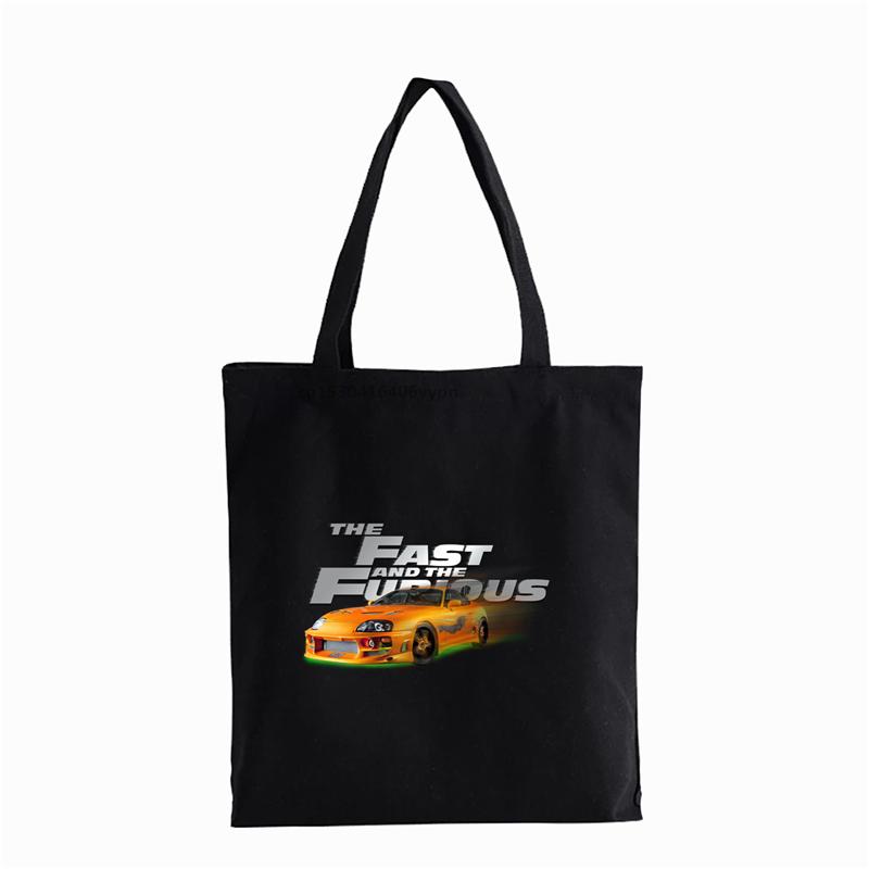 Aidegou20 Furious 7 Print Boodschappentas Heren Paul Walker Fast Furious Heren Dames Schoudertas Fast Furious 7 canvas tas Handtassen draagtas 24*26cm