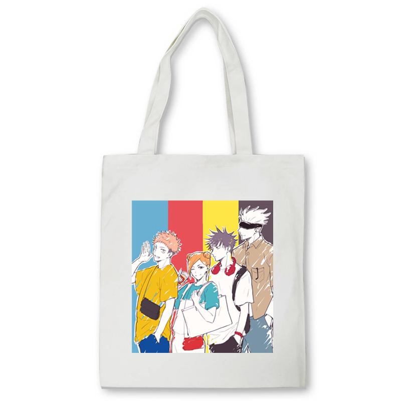 Aidegou20 Jujutsu Kaisen Boodschappentas Harajuku Unisex Schouder Handtas Shopper Schoudertassen Canvas Tas Vrouwen Anime Draagtas Bolsas 24*26cm