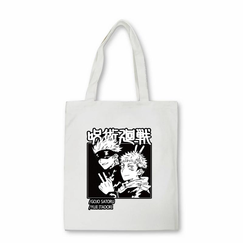 Aidegou20 Japanse anime Jujutsu Kaisen canvas tas Harajuku casual print draagtas grote capaciteit shopper tas gothic vrouwen schoudertas 24*26cm