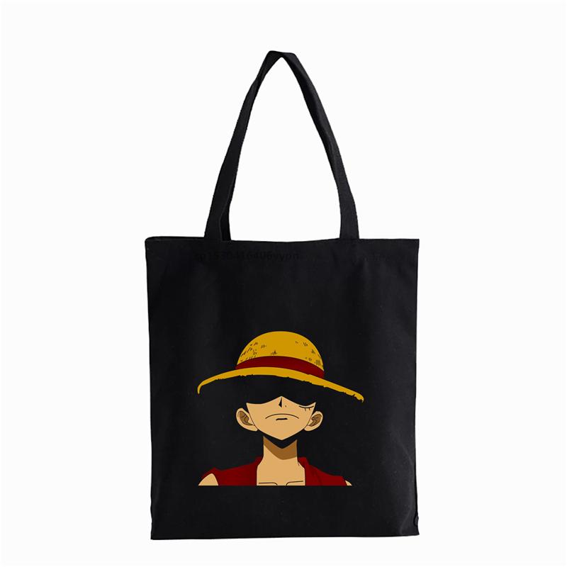 Aidegou20 One Piece boodschappentas eco shopper herbruikbare katoenen boodschappentas string opvouwbare canvas tas anime shopper schoudertas 24*26cm