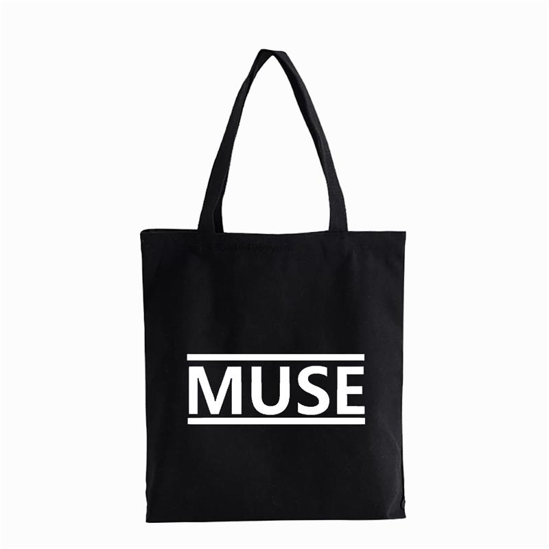 Aidegou20 muse Rock Band Letter bedrukt Shopper tas Hoge kwaliteit tienerstudenten Schoudertas Handtassen met grote capaciteit canvas tas Bolsas 24*26cm