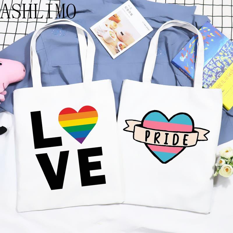 Iaidegou-9 Grote Handtas Rainbow Pride Hart Print Vrouwen Shopper Tassen Harajuku Winkelen Canvas Retro Shopper Tote Schoudertassen Strandtassen 24*26cm