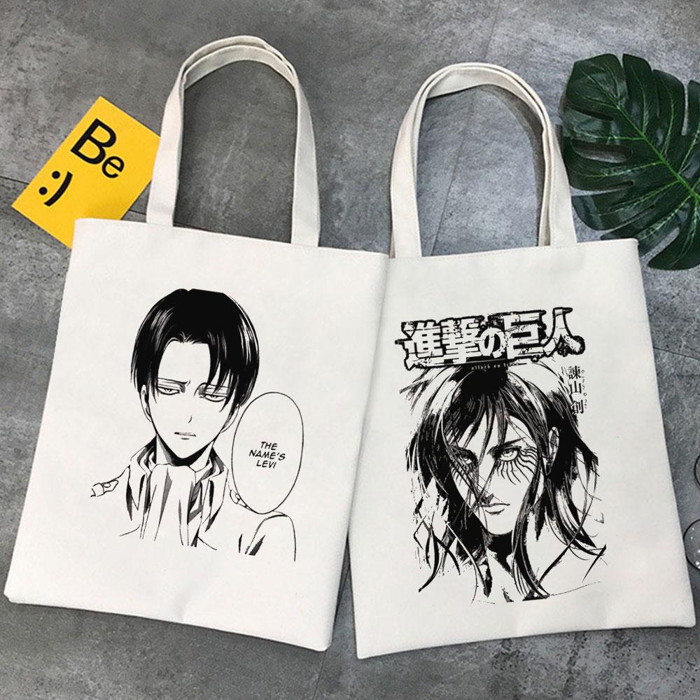 Aidegou25 Aanval Op Titan Anime Vrouwen Tassen Harajuku Gothic Japanse Cartoon Grote Capaciteit Shopper Tote Casual Mode Schoudertas Canvas Tas 24*26cm