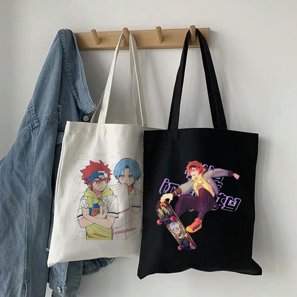 Aidegou25 SK8 De Infinity Cartoon Print Casual Harajuku Vrouwelijke Schoudertas Canvas Ins Grote Capaciteit Tote Herbruikbare Dames Boodschappentassen 24*26cm