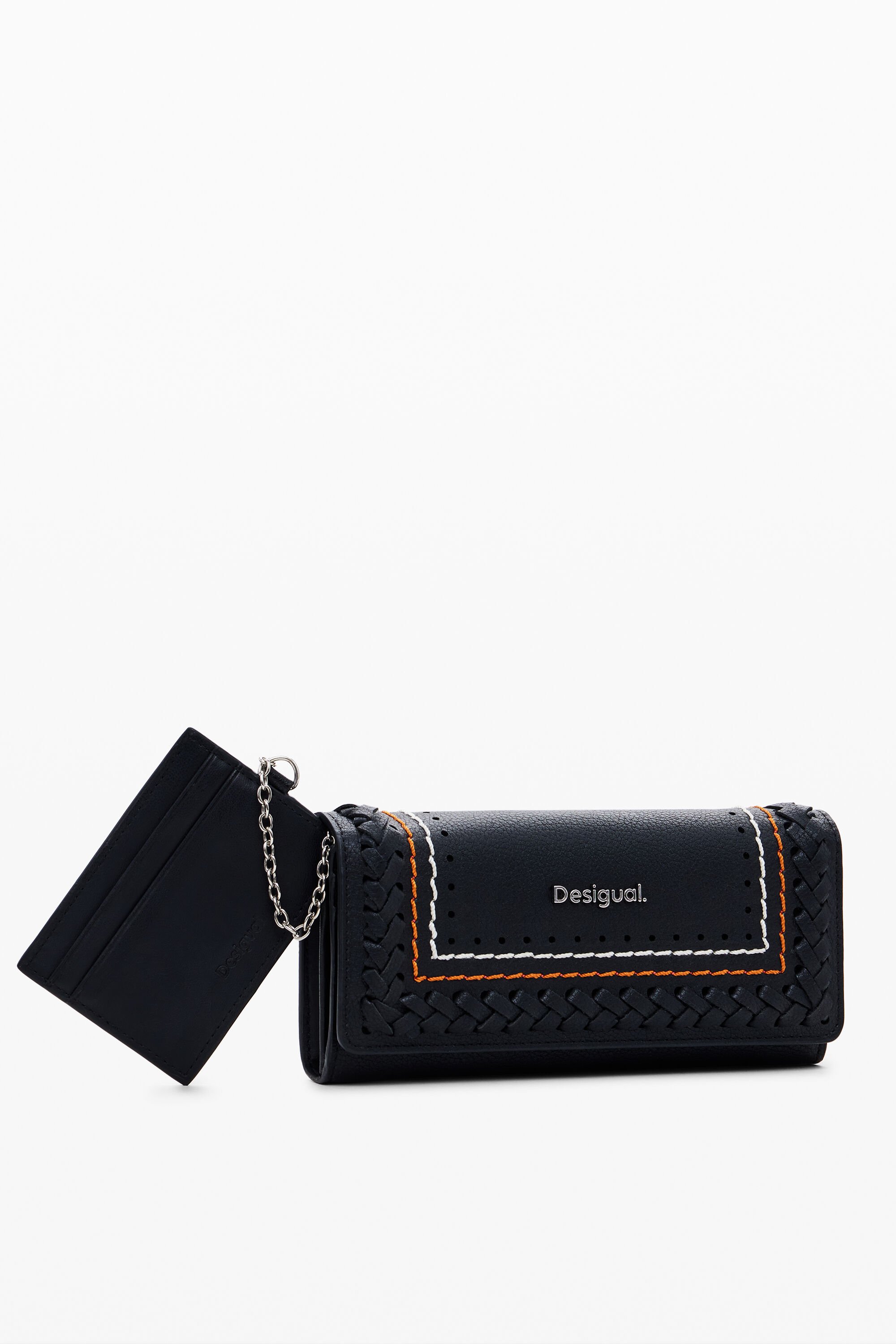 Desigual Gevlochten portemonnee met stiksels - BLACK