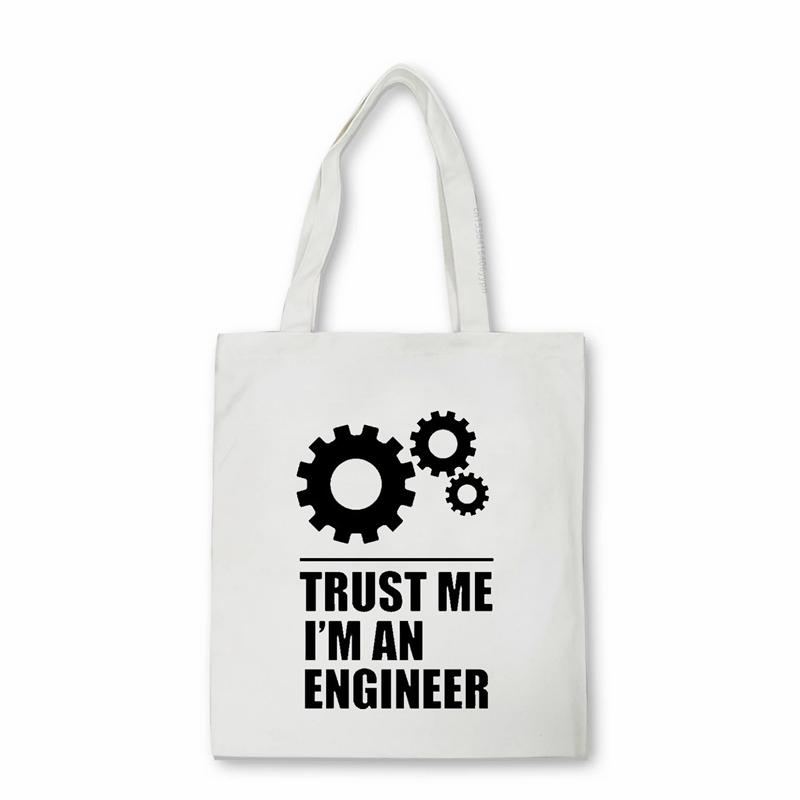 Aidegou27 Trust Me I'm An Engineer Print heren canvas tas Eco Grote capaciteit Shopper tas Tienerstudenten Schoudertas Bolsas 24*26cm