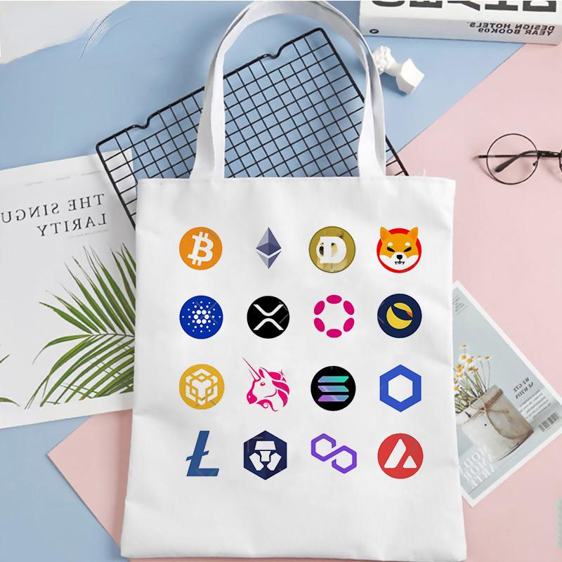 Aidegou28 crypto boodschappentas bolsa handtas katoenen shopper herbruikbare recycle tas opvouwbare netto jute string sac tissu 24*26cm