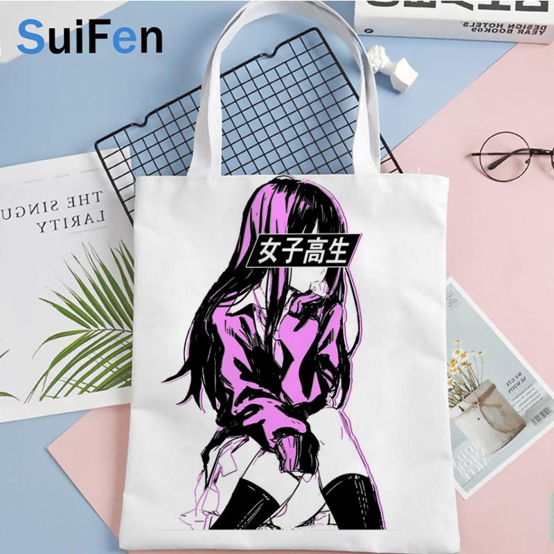 Aidegou28 pastel goth boodschappentas bolso jute tas recycle tas katoenen shopper tas herbruikbare netto bolsas ecologicas boodschappentas cabas 24*26cm