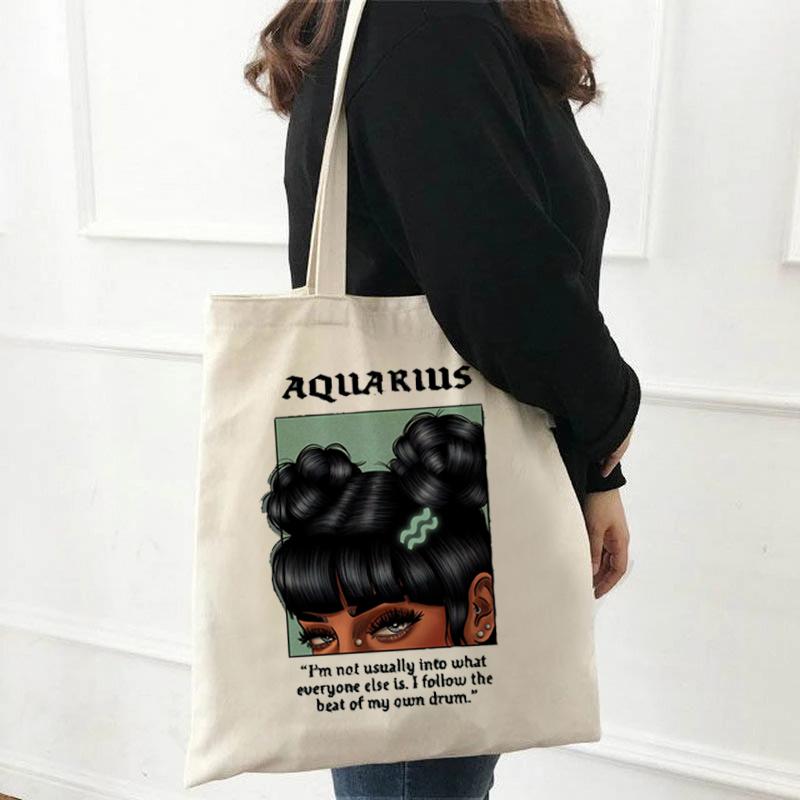 Aidegou2 Harajuku Casual Jaren '90 Stripfiguur Print Schoudertas Canvas Tas Harajuku Boodschappentas Leuke Casual Schoudertas Handtas Shopp 24*26cm