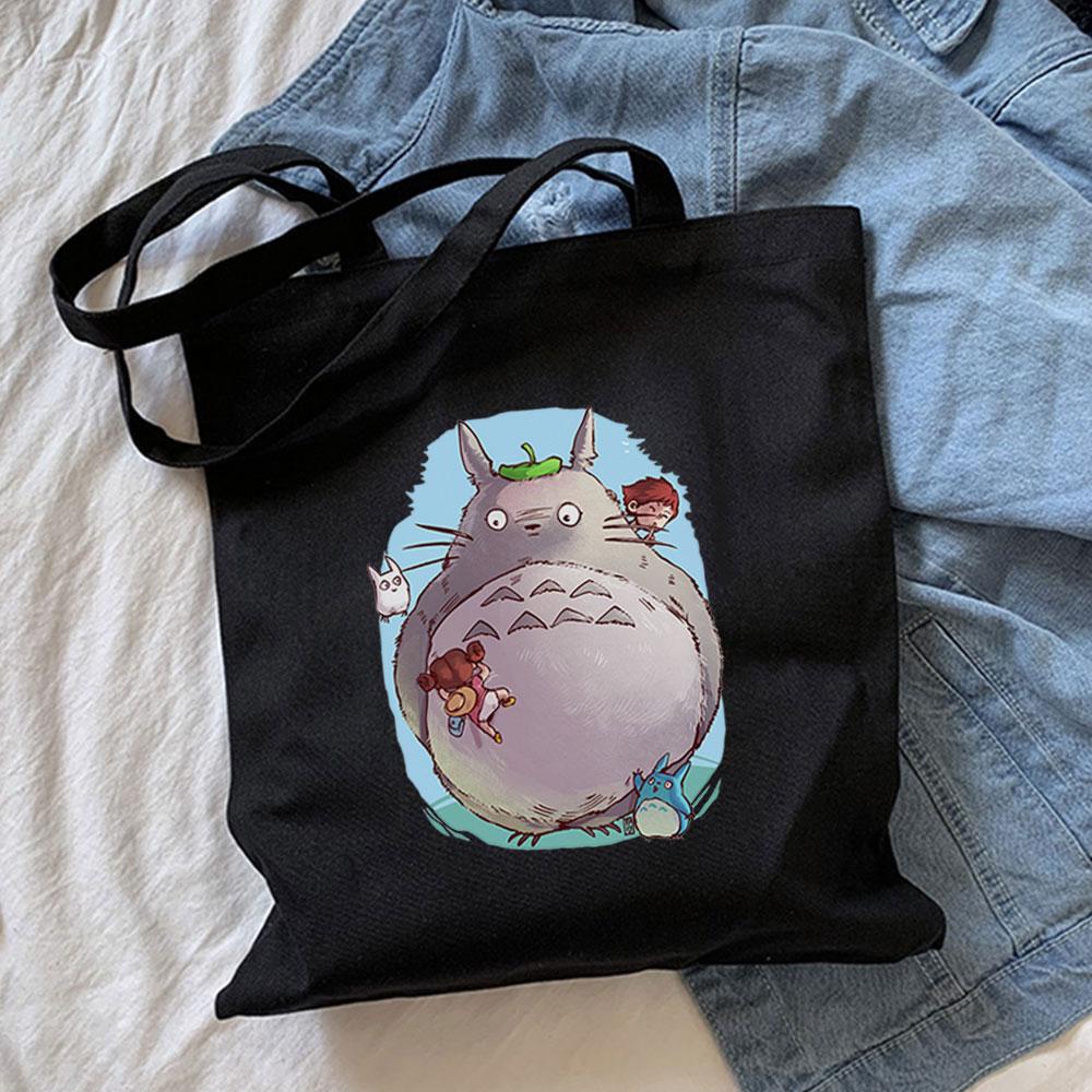 Aidegou2 Zomer Kawaii Hayao Miyazaki My Neighbor Totoro Anime Schouder Canvas Tassen Casual Grote Capaciteit Tote Cartoon Harajuku Vrouwen Tas 24*26cm