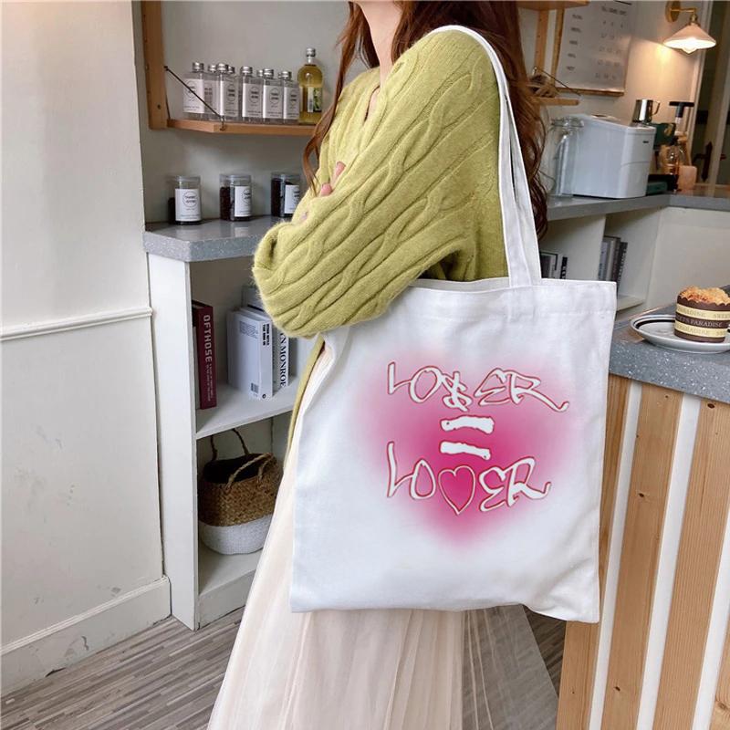 Aidegou2 Nieuwe Mode Veelzijdige Meisjes Dames Zomer 2022 Kawaii Print Dames Boodschappentas Witte Oversized Handtas Dames Cartoon Hart Pat 24*26cm