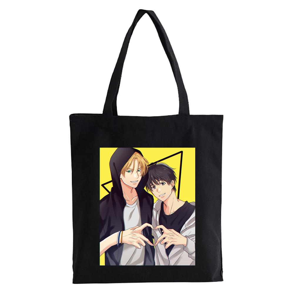 Aidegou2 Anime Banaan Vis Grafische Dames Boodschappentas Handtassen Doek Canvas Tote Tassen Vrouwen y2k Herbruikbare Schouder Shopper Tassen 24*26cm