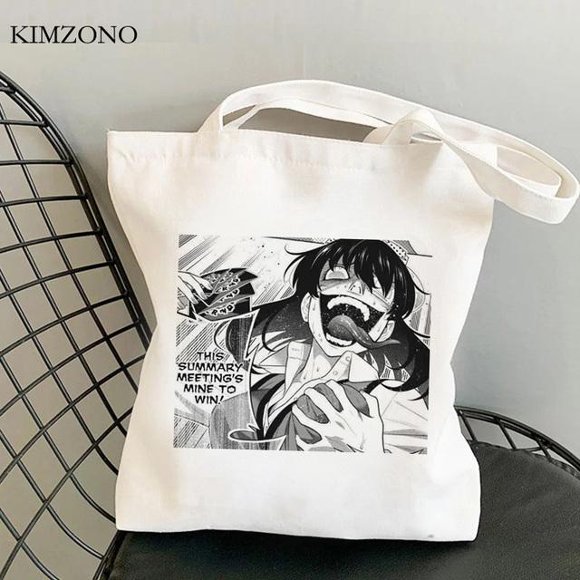 Aidegou2 Kakegurui boodschappentas katoenen shopper bolso handtas eco bolsa tas jute netzak tissu 24*26cm