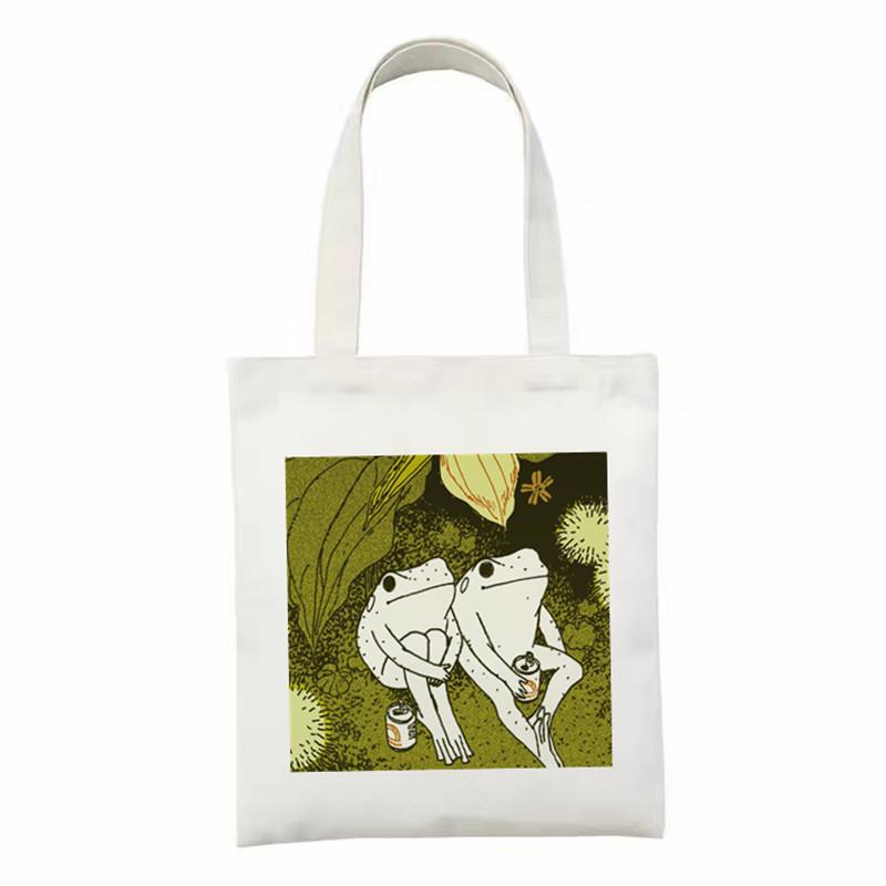 Aidegou2 Eco Herbruikbare Dames Schoudertas Wit Canvas Boodschappentassen Cartoon Draagtas Voor Vrouwen Grote Handtas Vrouwelijke Boodschappentassen 2021 24*26cm