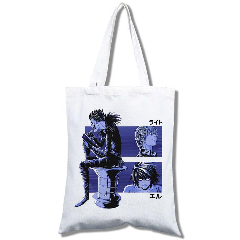 Aidegou32 Death Note-katoenen boodschappentas, gerecyclede tas, om te winkelen, draagtas, nettas, sacola sacollas 24*26cm