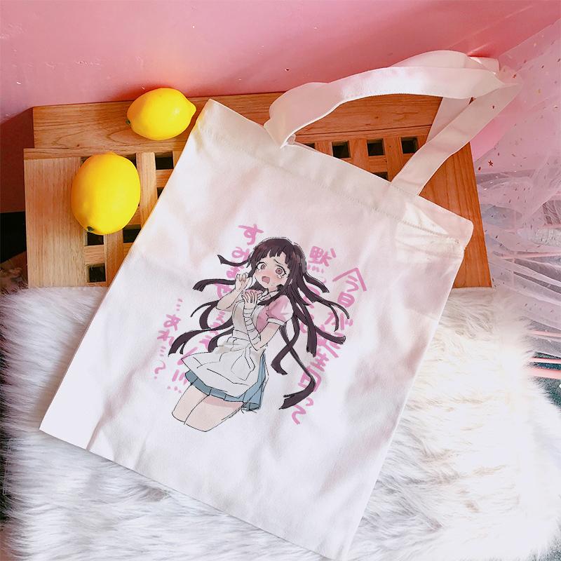 Aidegou17 Cartoon Canvas Shopping Bag Mikan Tsumiki Japan Anime Vrouwen Schoudertas Eco Handtas Tote Bags Herbruikbare Grocery Shopper Tassen 24*26cm