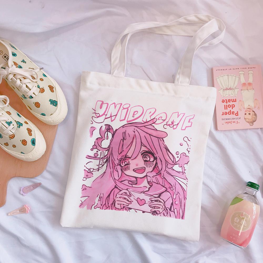 Aidegou31 Japanse anime print canvas tas casual Tote handtas met grote capaciteit kawaii shopper tas leuke cartoon mode dames schoudertassen 24*26cm