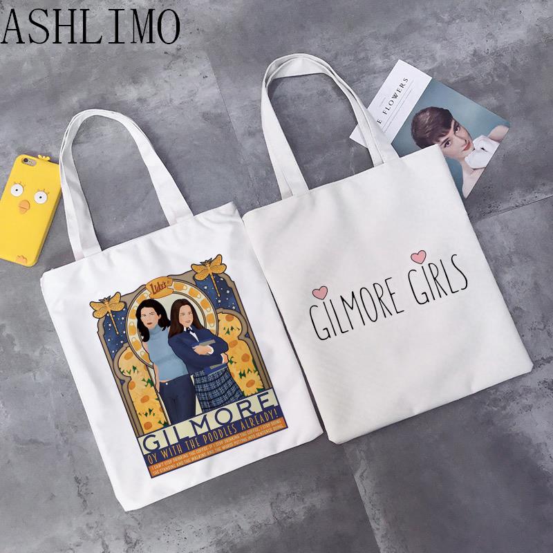 Aidegou15 Gilmore Girls Luke's Printed Shopper Tote Bag Vrouwen Harajuku Shopper Grote Handtas Schouder Boodschappentassen Canvas Tas Strandtassen 24*26cm