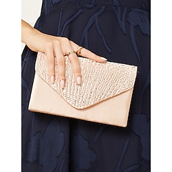 Light in the box elegante avond clutch voor dames - met strass versierde enveloptas voor bruiloften, feesten en formele evenementen zilver amandelzwart