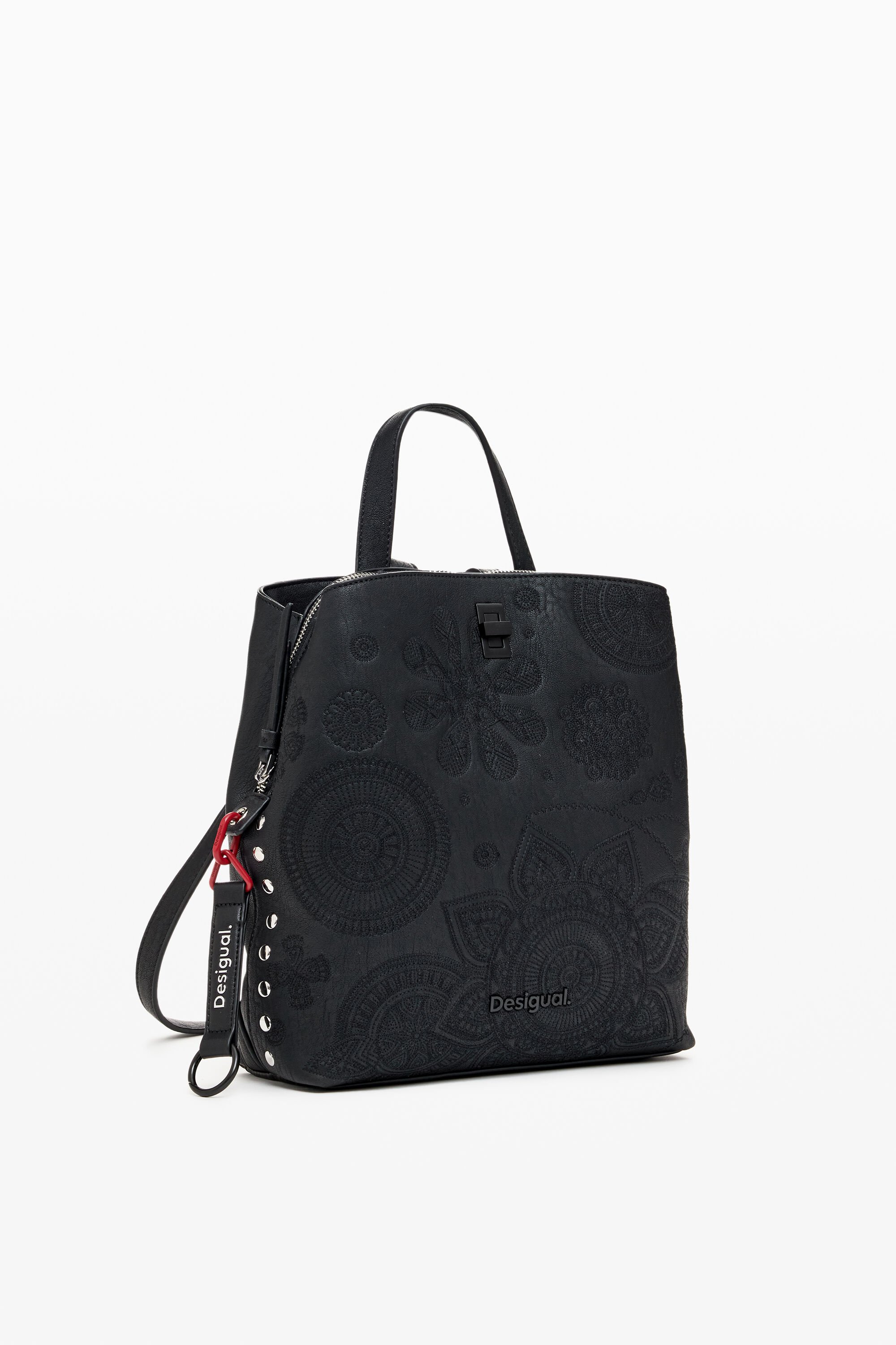 Desigual Bloemen geborduurde rugzak - BLACK