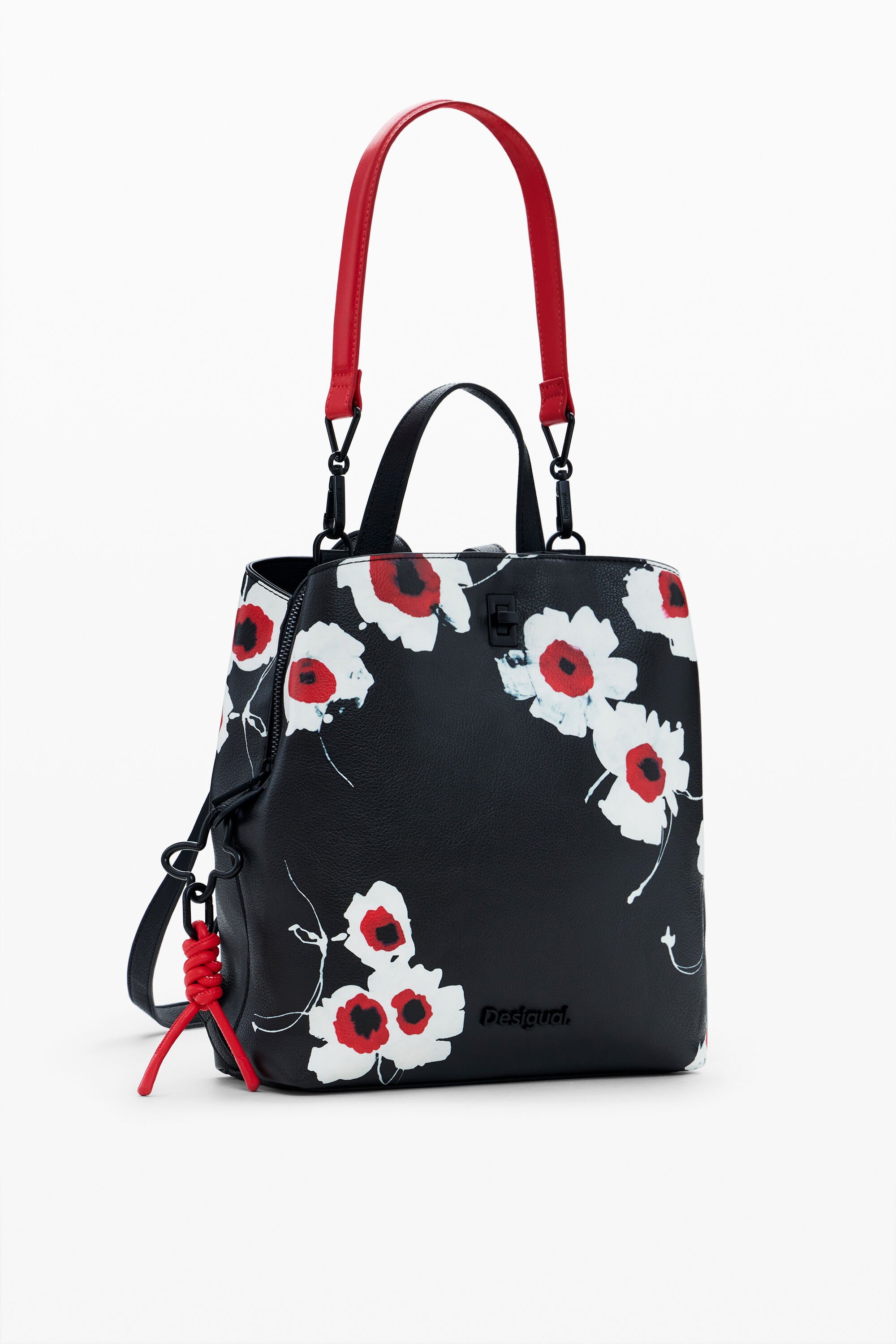 Desigual Mini rugzak met bloemen - BLACK