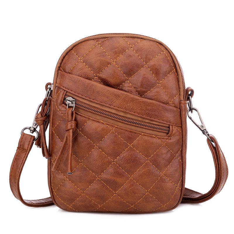 Yogodlns Retro Kleine Crossbody Tas Voor Vrouwen PU Lederen Schoudertas Mini Messenger Bag Casual Brand Design Handtas Dame Portemonnee bolso 14x7x20cm bruin