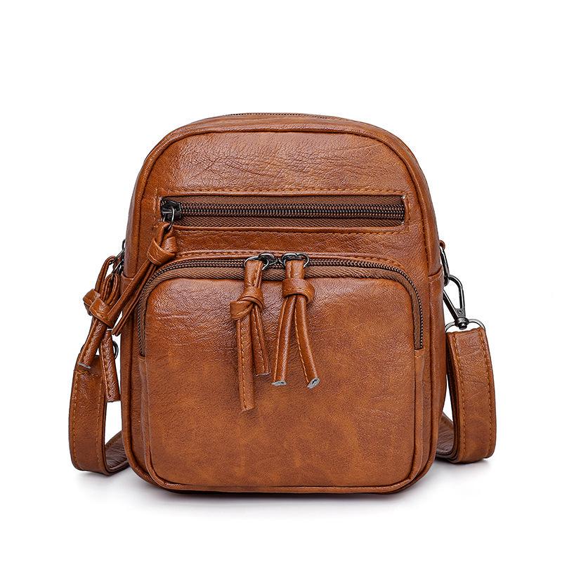 Yogodlns Nieuwe Vintage Kleine Schoudertas Casual Handtas Crossbody Tassen voor Vrouwen PU Lederen Telefoonzak Meisje Portemonnee Mini Messenger Bags 16x9x20cm bruin