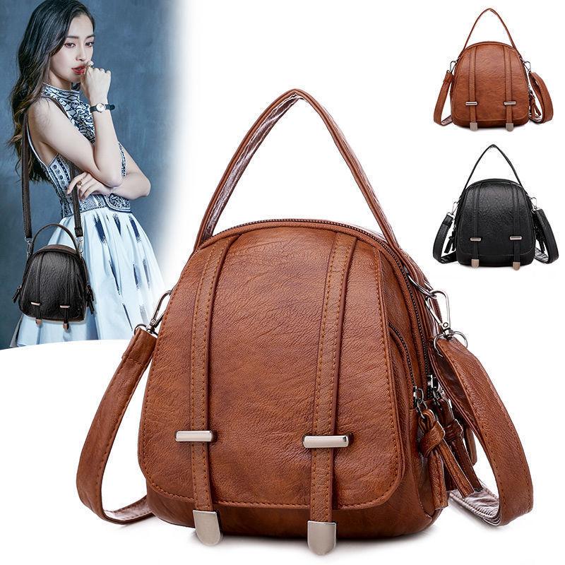 Yogodlns Vintage kleine schoudertas Dames Zacht PU-leer Crossbody Messenger Handtas 17*10*18cm zwart