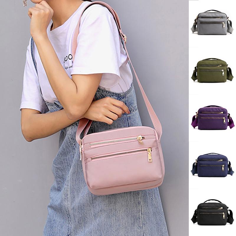 Fashion Wallet Casual waterdichte nylon schoudertassen voor dames Kleine crossbody messengertas Portemonnee Vrouwelijke handtas met meerdere zakken 22*9*16cm roze