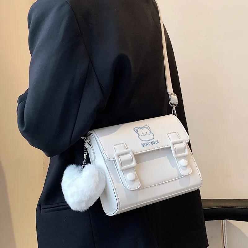 Tondo Vrouwen schoudertas nieuwe messenger tas kitten leuke kleine vierkante tas schouder crossbody tas populaire hit kleur tas Koreaanse versie voor reizen winkelen zwart