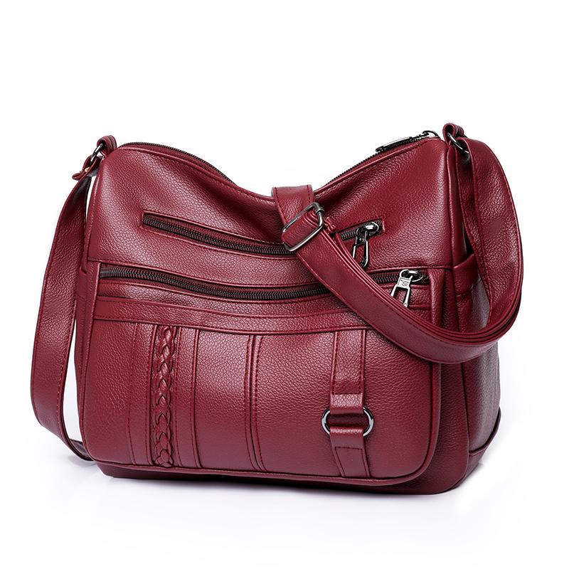 JINBAOSEN BAG Luxe Zacht Leer Dames Handtas en Portemonnees Multi-pocket Dame Schouder Crossbody Tassen Mode Hoge kwaliteit Merk Messenger Sac 26cm 11cm 22cm zwart