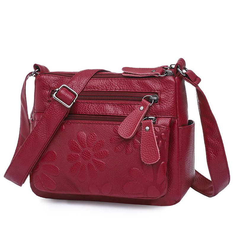 JINBAOSEN BAG Elegante gebloemde crossbodytassen voor dames met verstelbare riem Zachte PU dames lederen schoudertas 2023 Nieuw zwart