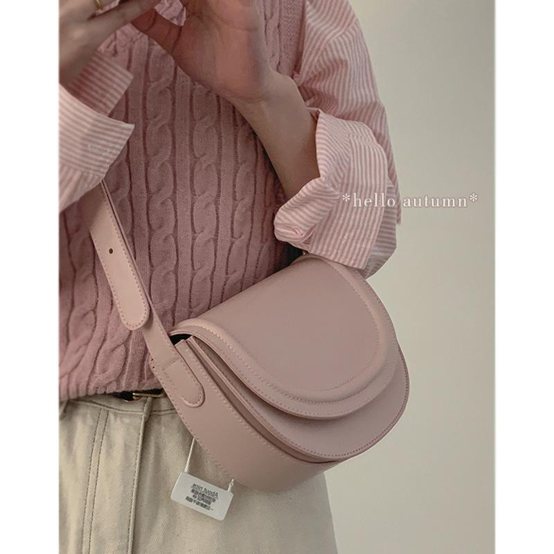 TOQXIKA BAG Lente Mode Kleine Tas Vrouwen 2023 Nieuwe Koreaanse versie van de Zadeltas All-match Single Shoulder Messenger Bag Niche Okseltas One Size wit