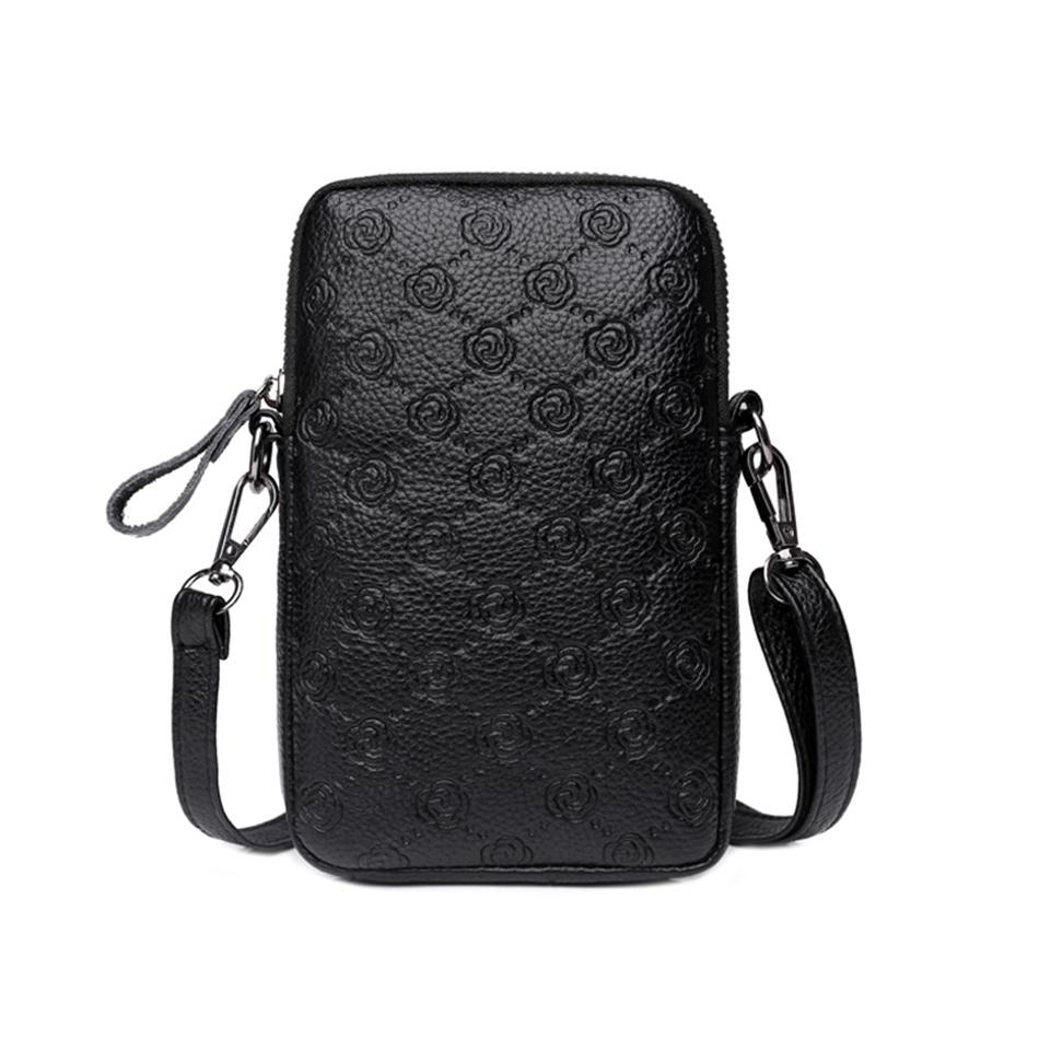 JINBAOSEN BAG Kleine Dames Afdrukken Schoudertas Pu Lederen Crossbody Messenger Mobiele Telefoon Tas Mini Dame Handtas en Portemonnee Sac A Main zwart