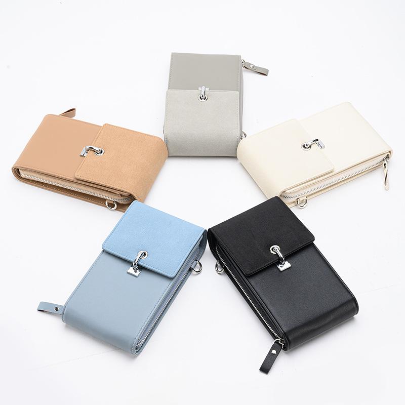 VIA ROMA Vrouwen tas effen kleur eenvoudige mobiele telefoon tas PU tas enkele schoudertas cross-body tas dames portemonnee One Size zwart