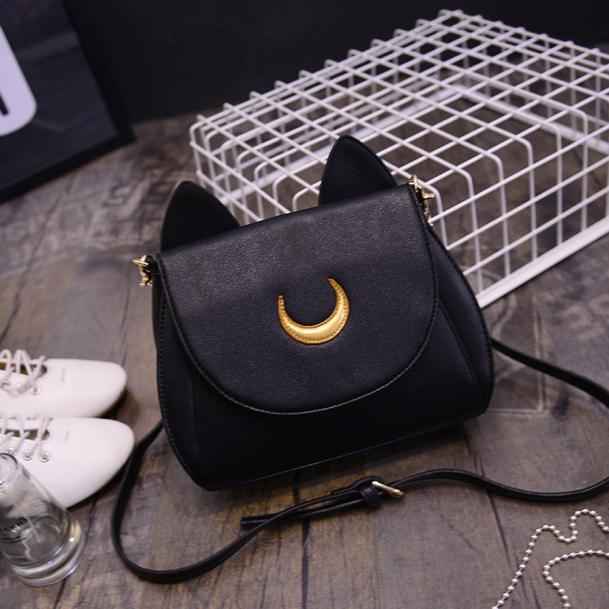 Eason Sailor Moon Schoudertas Lederen Handtas Vrouwen Crossbody Messenger Zwart One size zwart