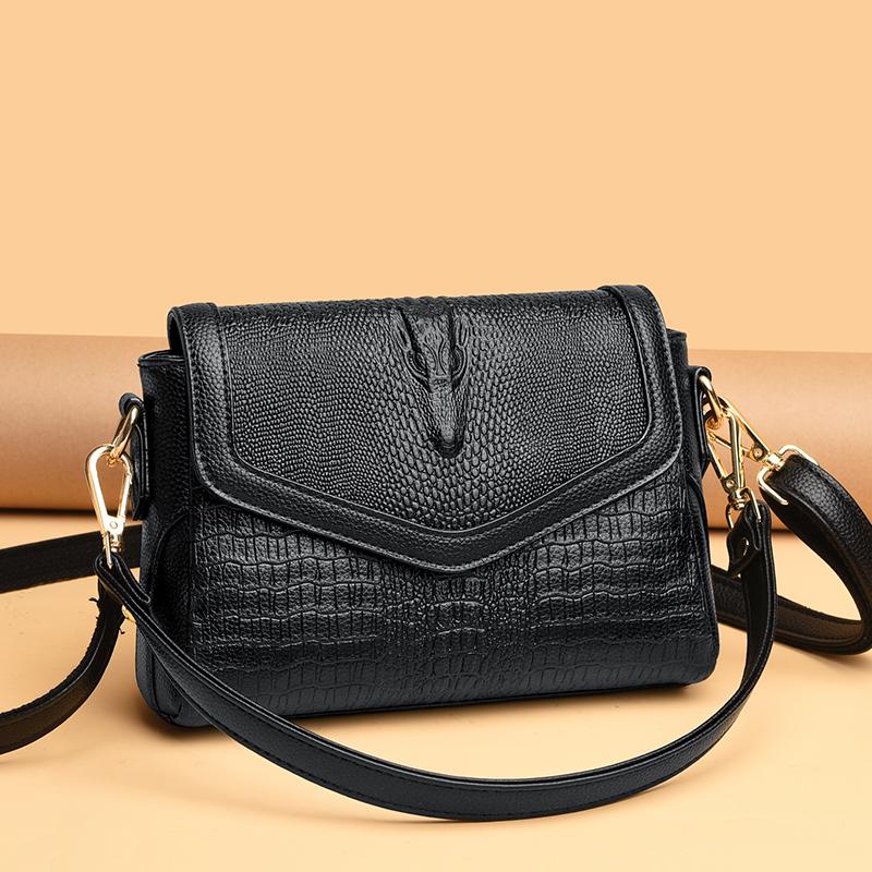 Fashion Tribe Nieuw merk krokodillenleer dames crossbody tas vrouwelijke schoudertas luxe dameshandtassen en portemonnee van hoge kwaliteit 23cm 7cm 14cm zwart