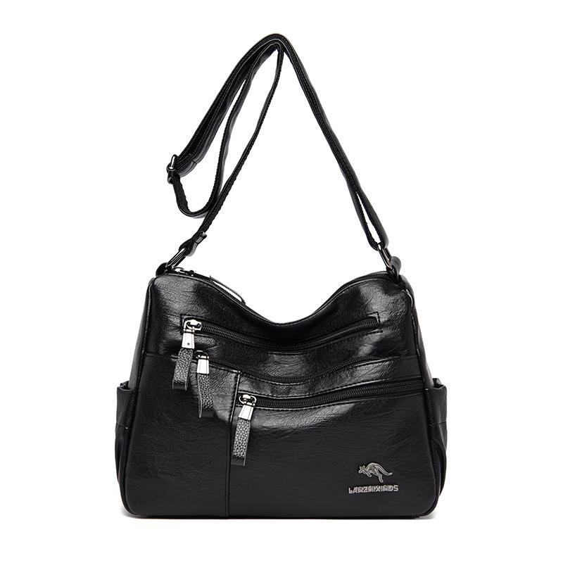 JINBAOSEN BAG PU lederen schoudertassen voor dames Nieuwe handtassen met meerdere zakken Dames Crossbodytassen Portemonnee en handtas draagtas 27cm x 12cm x 22cm zwart